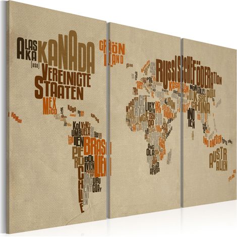 Quadro - Mappa del mondo (lingua tedesca): trittico - 120x80 (1/4)