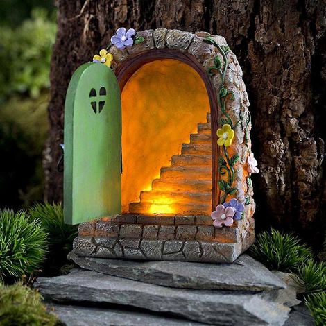 Statue de gnome de jardin, sculpture miniature de gnome féerique pour porte, décoration intérieure. (1/4)