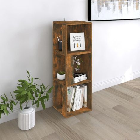 Armoire d'angle salon, Etagère de Rangement d'angle, Bibliothèque Style moderne Chêne fumé 33x33x100 cm Bois d'ingénierie HYB21438 (1/5)