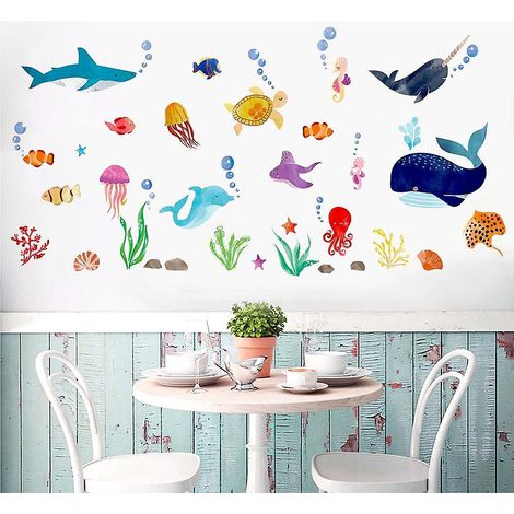 sticker Mural Dcoration Monde Sous-marin Pour Chambre D'enfant, Peut Tre Pel Et Coll, Dcoration De Salle De Bain Chambre D'enfant Chambre D'enfant (1/5)