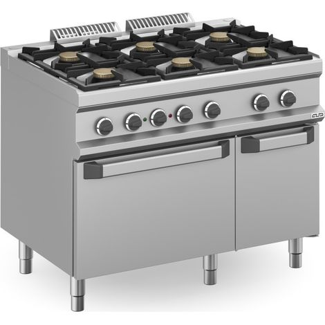 Fourneau à gaz - 6 feux - 5,5 kW - Avec four électrique statique - Arilex