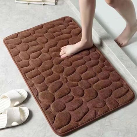 4060cm Coffee Color Memory Foam Bath Mat 1 Piece Non-Slip Absorbent Shower Mat Bathroom Living Room Carpet (1/5)