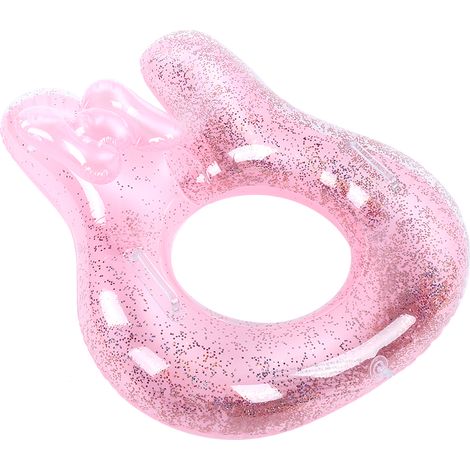 Bouée gonflable rose à paillettes en forme de lapin, rondes flottantes, forme mignonne pour bébé fille, 60 cm (1/5)