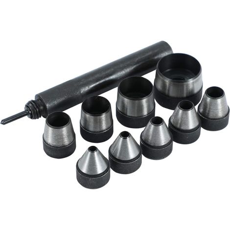 10 pièces ensemble de poinçons creux trousse à outils robuste en cuir perforateur perforateur pour ceinture joints de carte en caoutchouc bande de montre en papier en plastique 5 mm - 32 mm (1/4)