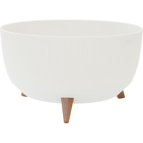 Pflanzgefäße OSLO STRIPE weiß Streifenoptik, 47 x 26,5 cm Kunststoff auf Füßen mit Einsatz (1/3)