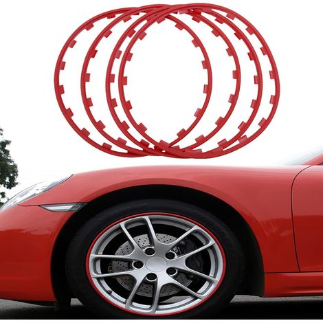 Anneau de Protection pour Jantes de Voiture,Ensemble de 4 Protecteurs de Jante de Bord de Roue,Fabriqué en Nylon de Haute Qualité,ce ProtèGe-Jante Convient à la Plupart des Berl(Size:21in,Color:Rouge) (1/5)