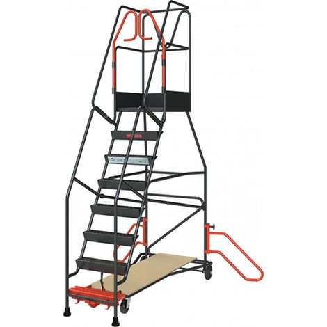 Scaletta con ruote rifonimento 8 gradini - altezza massima di lavoro 3.85m - 830008813
