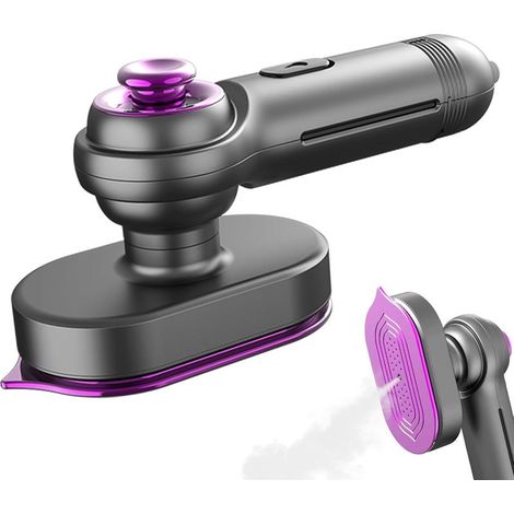 Défroisseur vapeur pour vêtements : chauffe rapide en 20 secondes, repassage polyvalent (à plat, sur cintre, à sec ou humide), réservoir de 60 ml, poignée réglable à 90°, format compact