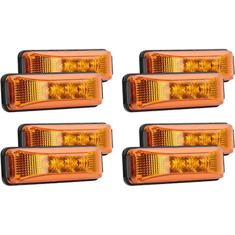 Lote de 8 lámparas de cableado lateral y LED ámbar de 24 V y 3,9 pulgadas (9,9 cm) para camiones, remolques y tanques. (1/5)