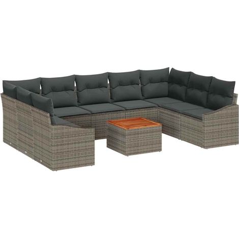 Maison Exclusive - Gartensofa-set mit Speicher 10 pcs Grau Poly-R