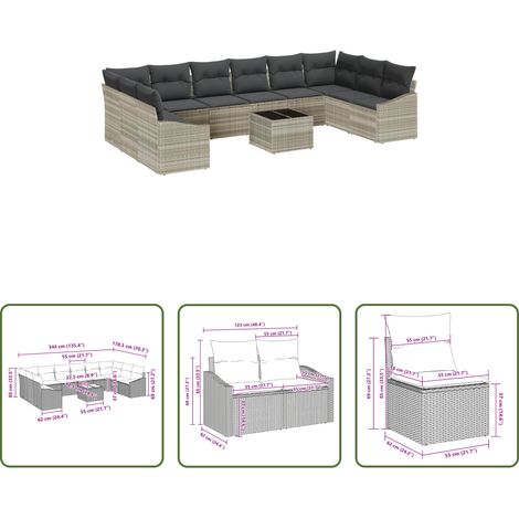 vidaXL Balkonsofa - Gartensofa-set mit Speicher Hellgrau Poly-Rattan (1/5)