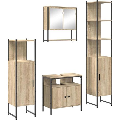 Maison Exclusive - Set di mobili per il bagno con lo scaffale 4 pcs Rovere Sonoma