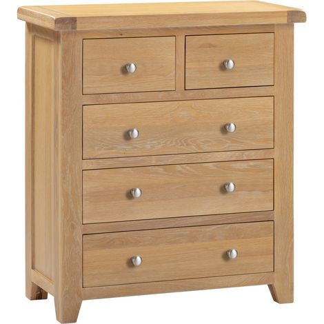 Windsor 3+2 Drawer Chest - L40 x W85 x H96.5 cm - Natural Oak