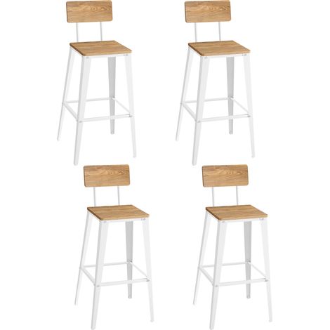 Vasagle – Tabourets de bar industriels – Lot de 4 – Hauteur d'assise 74 cm – Cadre en acier – Dossier ergonomique incliné 103° – Montage facile (1/5)