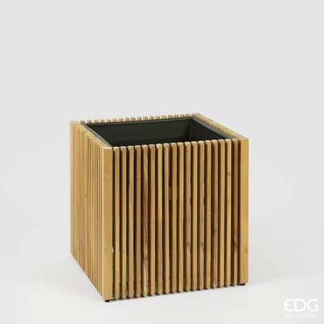EDG Enzo De Gasperi Vaso Listelli Qudrato Legno di Acacia Brown 50 x 51 x 51 Cm (1/5)