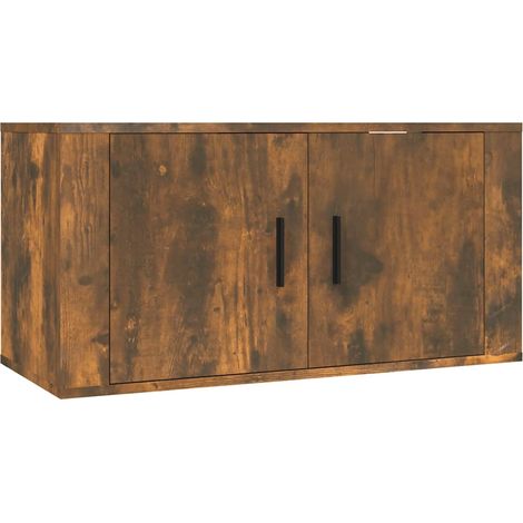 Mueble TV multimedia Estante TV Aparador TV Comedor Salón Dormitorio Pared Roble ahumado 80 x 345 x 40 cm Marrón 020028141 (1/5)