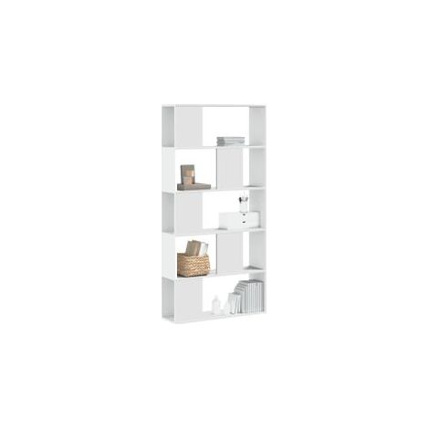 Bibliothèque 5 niveaux blanc 80,5x23,5x162,5 bois ingénierie (1/5)