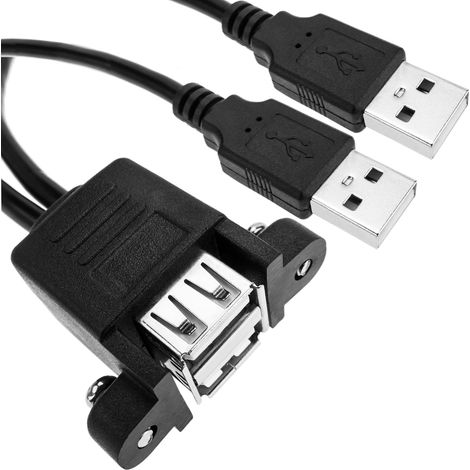 BeMatik - Adaptateur USB 2.0 mâle X2 vers USB femelle double pour panneau (1/5)