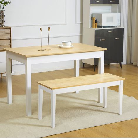 Banco de 2 plazas de madera natural, 102 x 36 x 45 cm, carga 220 kg (1/5)