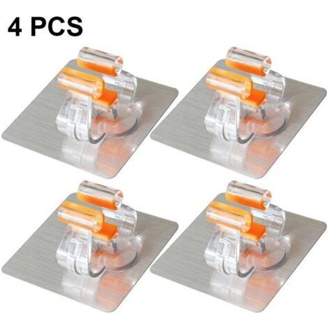 Lot de 4 supports muraux pour balais et serpillères, auto-adhésifs, sans perçage, ultra-résistants, pour la maison, la cuisine, le (1/5)