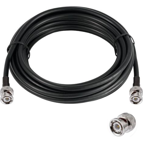 Câble BNC Mâle à BNC Mâle 50ohm RG58 RF Coaxial Pigtail Jumper Cable 16.4ft/5m pour Antennes RF Ham Radio Handheld (1/3)