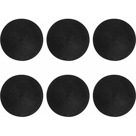 Set de Table Lot de 6 , 38cm,Sets de table ronds, fabriqués en polypropylène de haute qualité, adaptés à la cuisine., la Table à Manger, Les fêtes, Les Mariages(noir) (1/5)