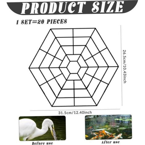 Filet étang - Filet flottant hexagonal en plastique - Pour bassin à koï et protection contre hérons corbeaux - 20 pièces (1/5)