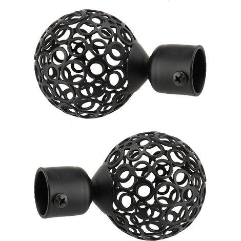 Paire Embout de Tringle à Rideau Store en Métal Décor Hôtel 22mm, 3 Noir (1/5)