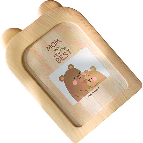 Cadre photo créatif 7 pouces, design mignon ours beige, décoration murale maternelle et bureau, cadre cartoon original pour photos (1/5)