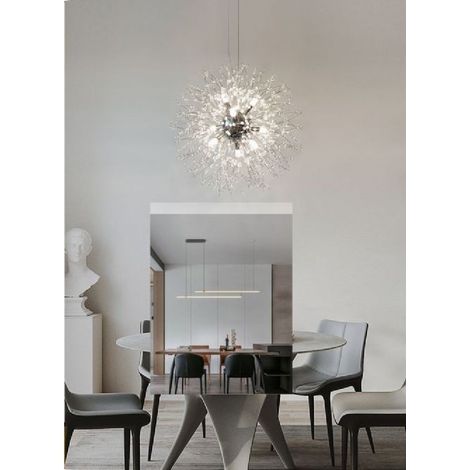 TrAdE Shop Traesio - Lampadario Moderno Plafoniera Fuochi D'artificio Lampada A Sospensione G9 Lp-32 - Argento