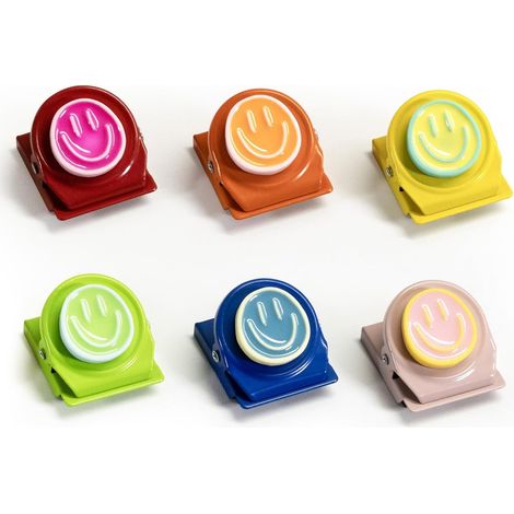 Clips magnétiques avec visages souriants, lot de 6 aimants pour réfrigérateur, clips magnétiques puissants Utilisez-les comme aimants pour tableau blanc ou comme accessoire pour armoires de rangement (1/5)