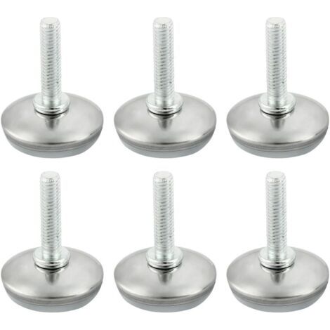 Lot de 6 pieds de meubles ajustables M6 x 25 mm Protège sol pour tables, chaises et meubles Réglables, résistants, à visser (1/5)