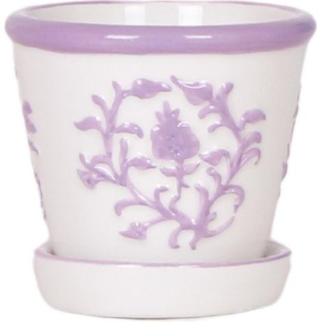 Petit Cache-pot Décoratif Malaga en Céramique Aspect Porcelaine Artisanale Lilas Ø 6 cm - PANGIVO (1/4)