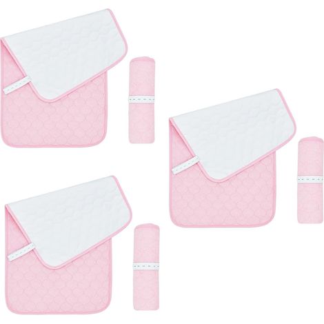 Lot de 3 Housses Matelas à Langer - Bambou Imperméable Antidérapant - Pour Table et Poussette - Rose (1/5)