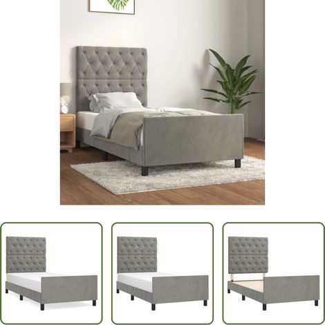 Kopfteil - Bettgestell ohne Matratze Hellgrau 80x200 cm Samt (1/5)