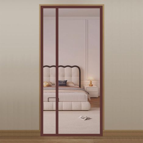 Summer mosquito net, side opening, magnetic Velcro closure, 100 x 200 cm (brown). (1/5)