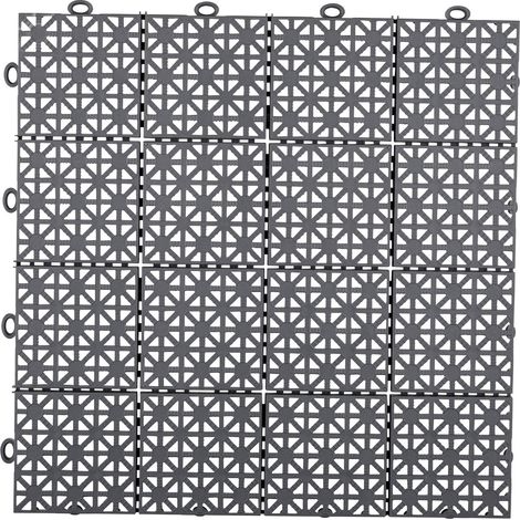 Dalle Plastique Gris Anthracite Clipsable Épaisseur 12mm - Motif Carreaux 30x30 cm - Usage Intensif Extérieur - Lot de 11 Dalles (1 m²) (1/4)