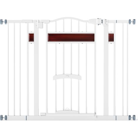 COSTWAY Extra Wide Walk Through Pet Gate for 74CM-104CM Openings-White