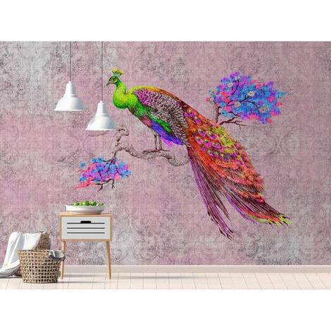 Papier peint panoramique élégant motif floral Tapisserie panoramique rose animaux Papier peint panoramique original pour bureau (1/3)