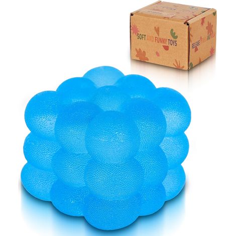 Cube anti-stress bleu à bulles de 6 cm, à remontée lente (1/5)