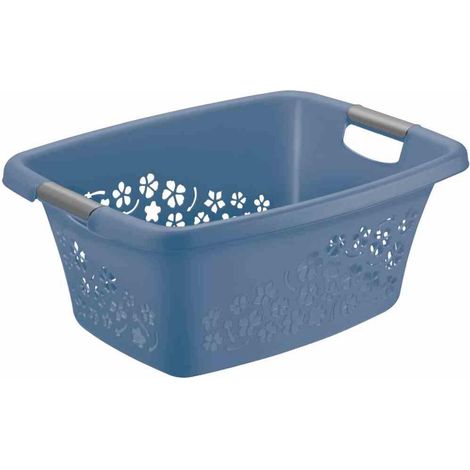 Rotho Wäschekorb Flowers 25 l horizon blue Wäschesammler Wäschebox Tragegriffe (1/5)