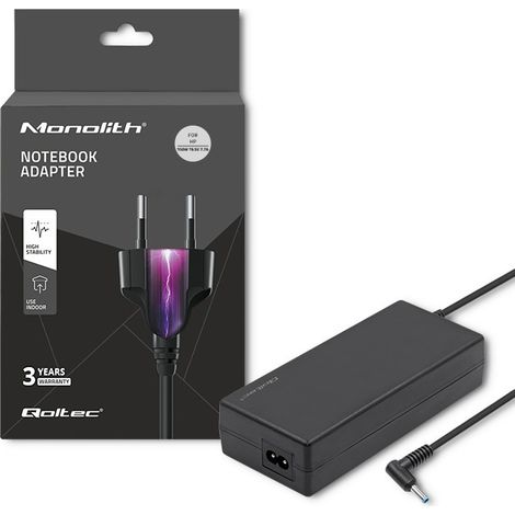 Adaptador de corriente Qoltec para portátil HP de 150 W  19,5 V  7,7 A  4,5 x 3,0 + pines  + cable de alimentación (1/5)