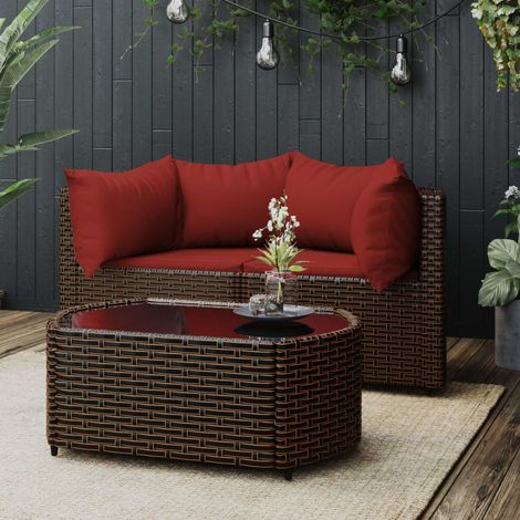 Salon de jardin 3 pcs Contemporain, Ensemble repas de jardin, avec coussins marron résine tressée OIB6317E (1/5)