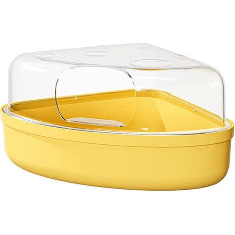 Sandbad für Hamster und Rennmäuse, Trockenbad, Käfigzubehör, robustes Hamsterbad, Kleintiertoilette für Frettchen-Large Yellow (1/5)