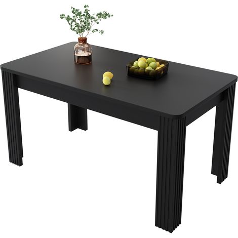 CHICFURN Tavolo da pranzo 116x65x75 cm in truciolato nero moderno, 4 gambe (1/5)
