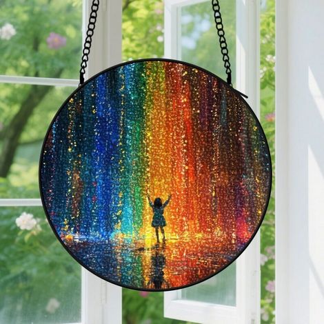 Capteur de soleil en vitrail - décoration spirituelle 30cm (1/4)