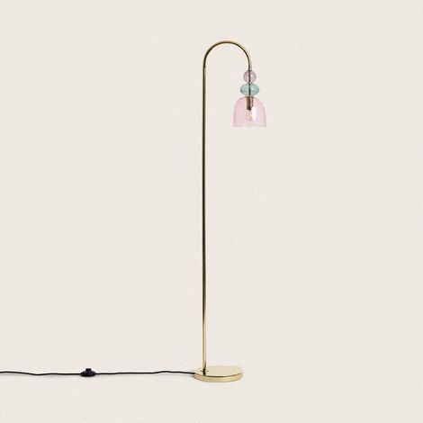 Lampada da Terra Metallo e Vetro Baudelaire Rosa (1/5)