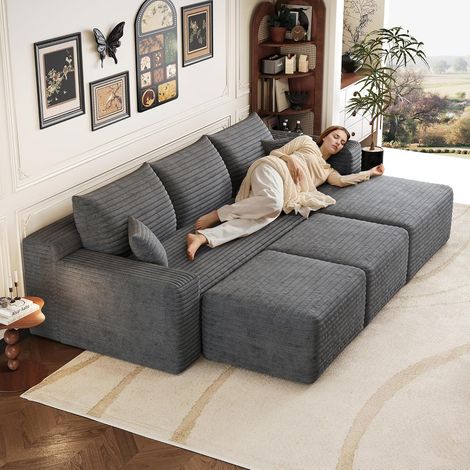 Canapé à d'angle convertible,canapé lit canapé 3 Places,canapé convertible,de Compression modulaire en U,241 cm de long,spacieux et confortable,Peut être combiné librement,Aucun assemblage requis