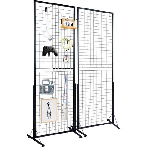 Grille d’Exposition sur Pied 2 PCs Panneau Grille en Acier (1/5)