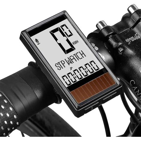 Compteur de vélo sans fil étanche IPX7, compteur de vitesse multifonctionnel avec panneau solaire et odomètre intégré (1/5)